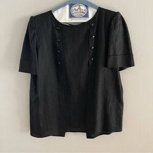 Vintage Black Valentino 100% Cotton Short Sleeve Button Blouse Size 12
